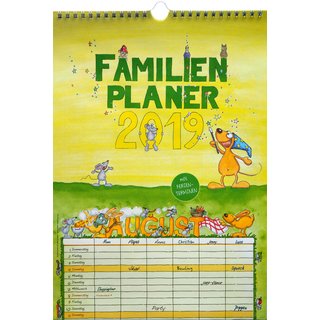 Familienplaner Kalender für 2019 mit Spiralbindung zum Hängen ca. 23,6 x 34cm