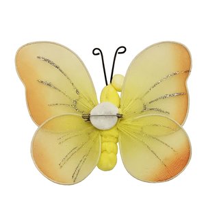 5x Deko-Schmetterlinge groß mit Clip aus Stoff mit Glitter ca. 12 x 10cm