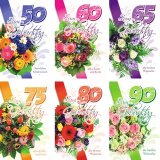 100 Glückwunschkarten zum Geburtstag Zahlen 52-0075 Geburtstagskarte Grußkarte