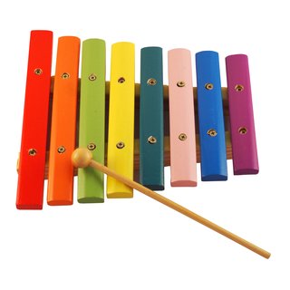Iloda® Glockenspiel, Xylophon aus Holz für Kinder mit 8 farbigen Klangplatten