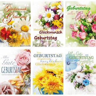 50/100 Geburtstagskarten Blumen Grußkarten Glückwunschkarten Geburtstag 511-1671 