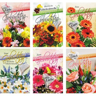 50/100 Geburtstagskarten Blumen Blüten Grußkarten Geburtstag Umschläge 51-6360