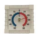 Iloda® Fensterthermometer selbstklebend analog ca. 7,5x7,5cm, Außenthermometer transparent, Thermometer